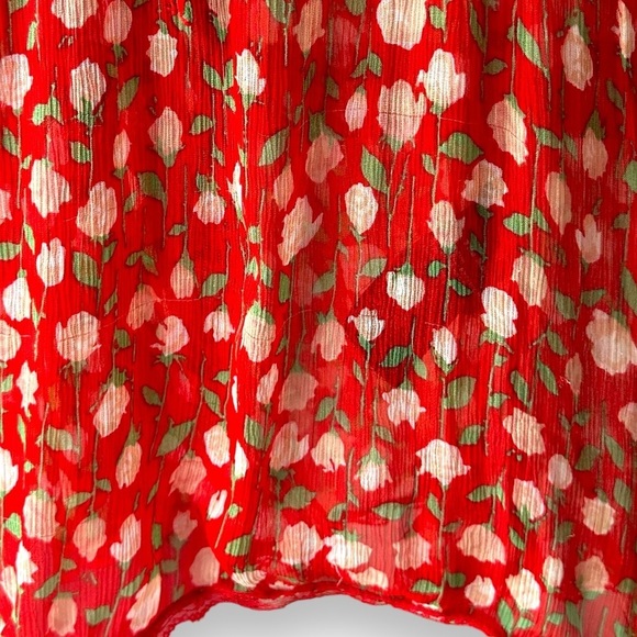 THE KOOPLES | Sheer Floral Print Cami Scallop Edge Red Small/1 - Picture 5 of 11